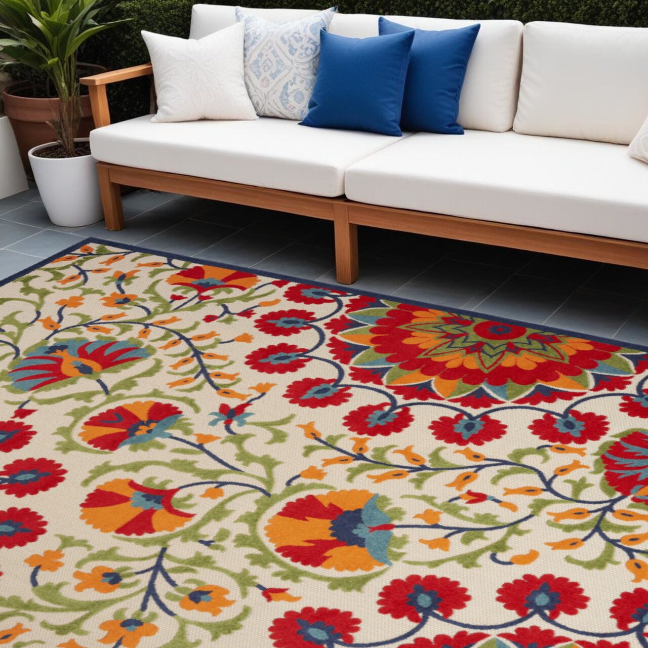 Edge Collections - 10' x 14' - Red - Floral Stain-Resistant Area Rug for Inviting Spaces - 1 Piece
